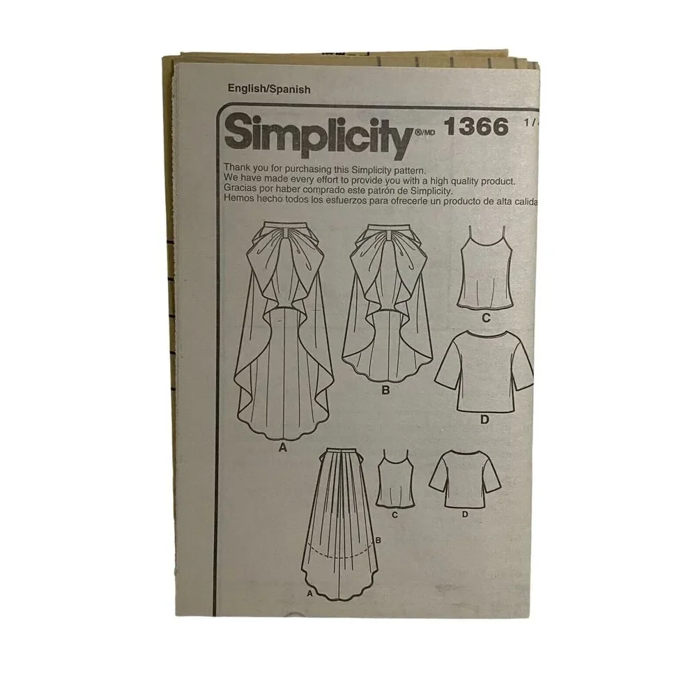 #1366 Simplicity Cynthia Rowley Misses Skirt and Tops Sewing Pattern size 12-20